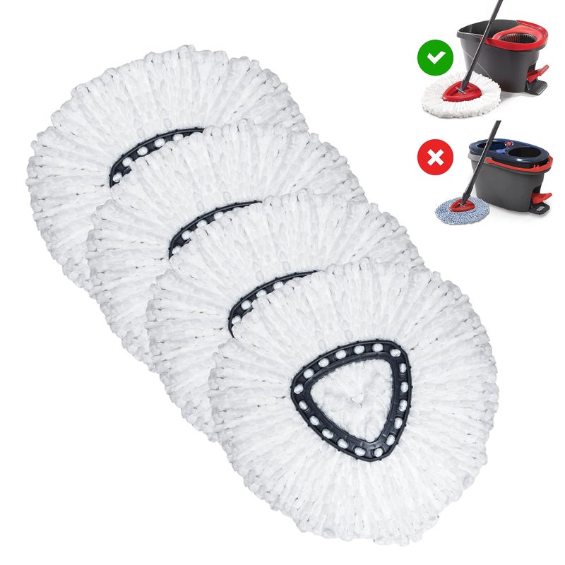 Spin Mop Replacement Heads 4Pack Spin Mop Refill Compatible with OCedar Easy Wring Spin Mop HighAbsorbent Microfiber Mop Head Replacement Mop Refills for Easy Floor Cleaning